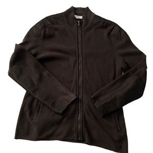 CALVIN KLEIN Men’s Full Zipper Jacket Brown Sweater SZ XL